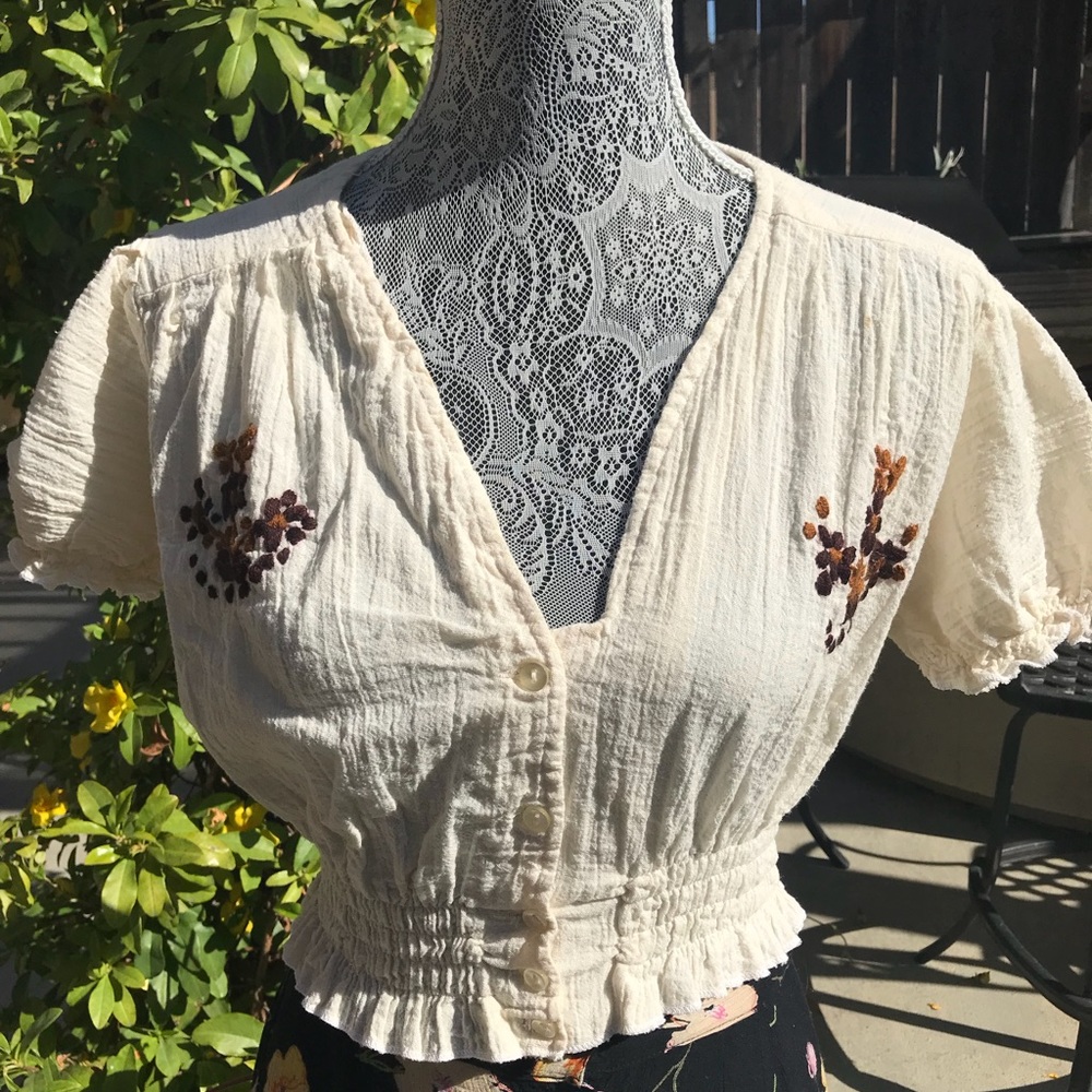 Mexican cropped bohemian blouse